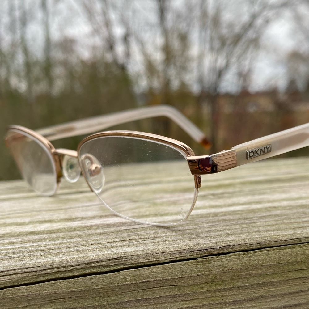 Dkny Glasses Frames Half Rim Translucent Light Ta… - image 1